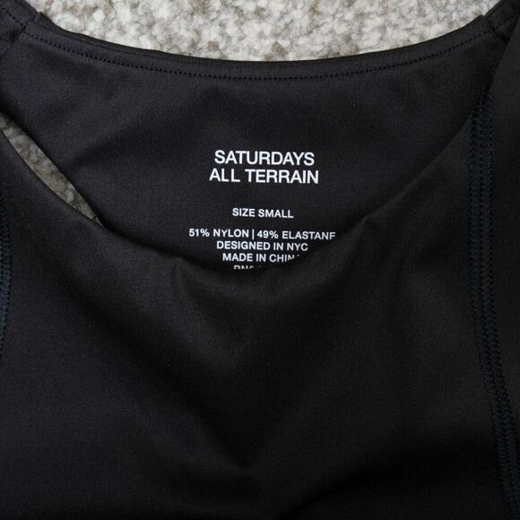 Saturdays NYC All Terrain High Neck Racer Back Sports Bra Black Athletic‎ Sporty - Picture 2 of 6